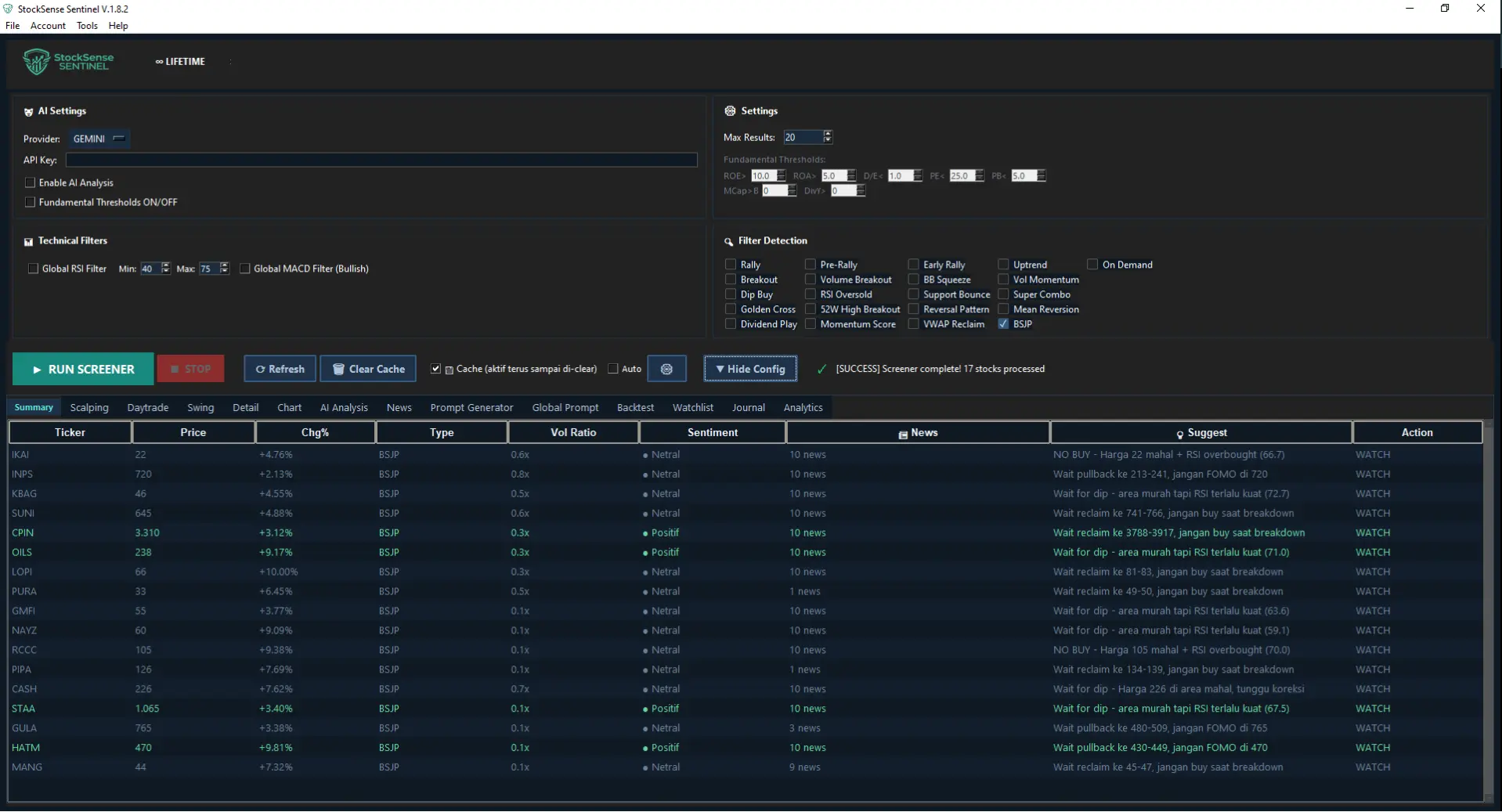 Tampilan Aplikasi StockSense Sentinel